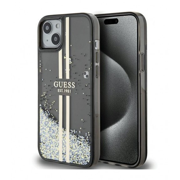 Coque Guess Liquid Glitter Gold Stripes