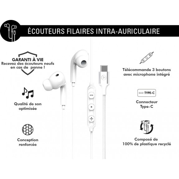 Ecouteurs Filaires Itra Avec Prise USB-C